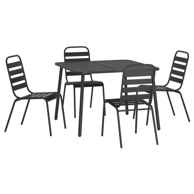Afuera Living Steel Medium Stackable Garden Dining Set in Gray