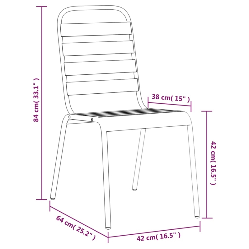Afuera Living Steel Medium Stackable Garden Dining Set in Gray