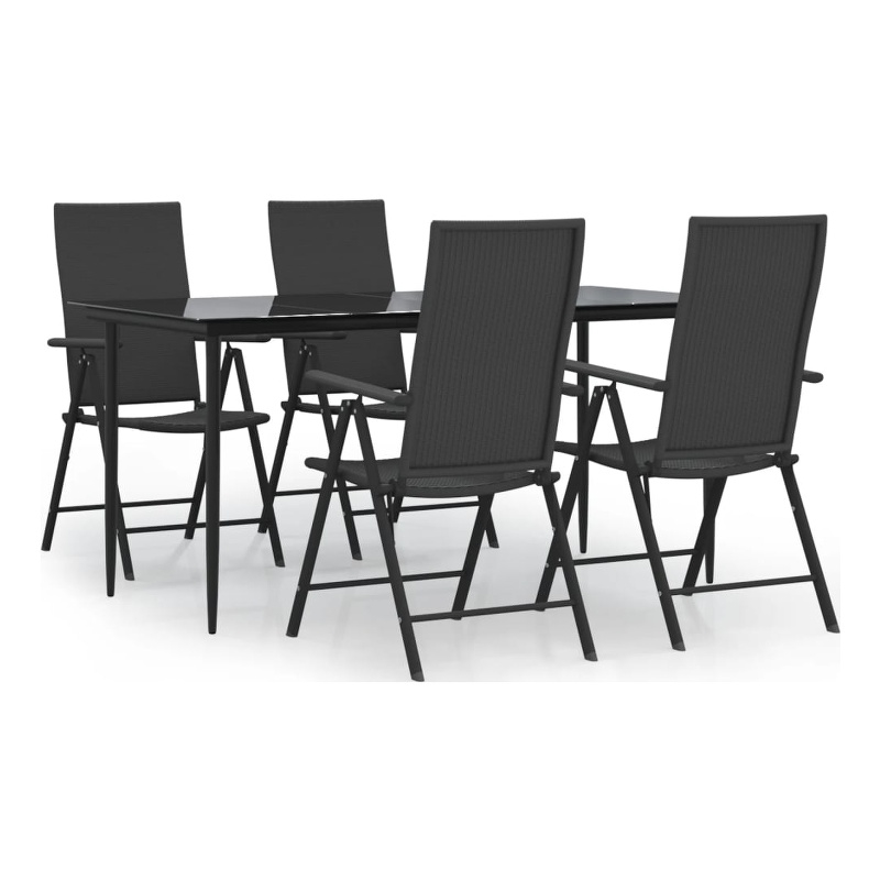 Afuera Living PE Rattan 5 Piece Set Garden Dining Set in Black