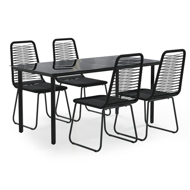Afuera Living PE Rattan 5 Piece Set Garden Dining Set in Black