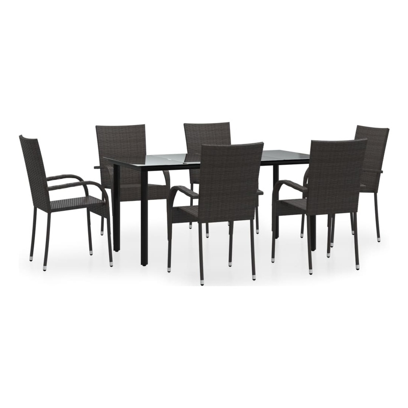 Afuera Living Poly Rattan Stackable Garden Dining Set in Brown