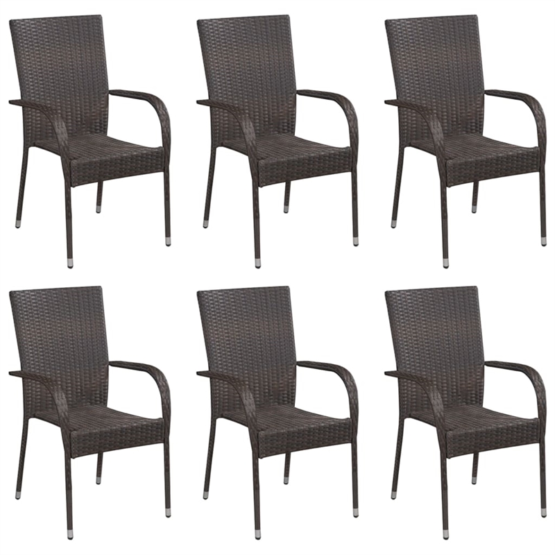 Afuera Living Poly Rattan Stackable Garden Dining Set in Brown