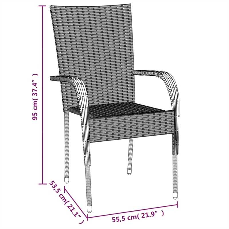 Afuera Living Poly Rattan Stackable Garden Dining Set in Brown