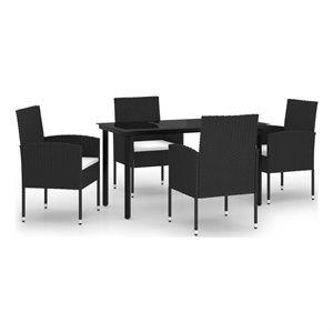 Afuera Living PE Rattan Garden Dining Set in Black/Cream White