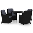 Afuera Living Contemporary Synthetic Poly Rattan Garden Dining Set in Black