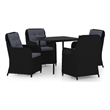 Afuera Living Contemporary Synthetic Poly Rattan Garden Dining Set in Black