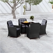 Afuera Living Contemporary Synthetic Poly Rattan Garden Dining Set in Black