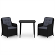 Afuera Living Contemporary Synthetic Poly Rattan Garden Dining Set in Black