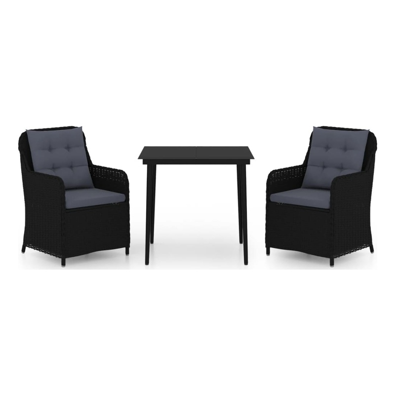 Afuera Living Contemporary Synthetic Poly Rattan Garden Dining Set in Black