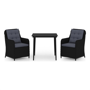 Afuera Living Contemporary Synthetic Poly Rattan Garden Dining Set in Black