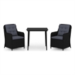 Afuera Living Contemporary Synthetic Poly Rattan Garden Dining Set in Black
