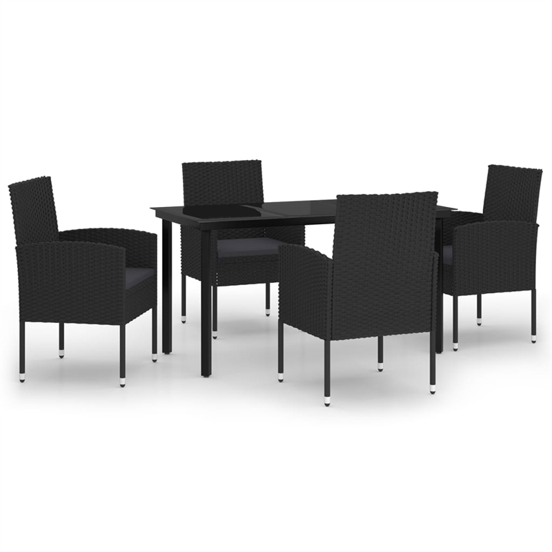 Afuera Living Contemporary Synthetic Poly Rattan Garden Dining Set in Black