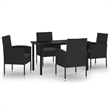 Afuera Living Contemporary Synthetic Poly Rattan Garden Dining Set in Black