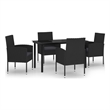 Afuera Living Contemporary Synthetic Poly Rattan Garden Dining Set in Black