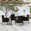 Afuera Living Contemporary Synthetic Poly Rattan Garden Dining Set in Black