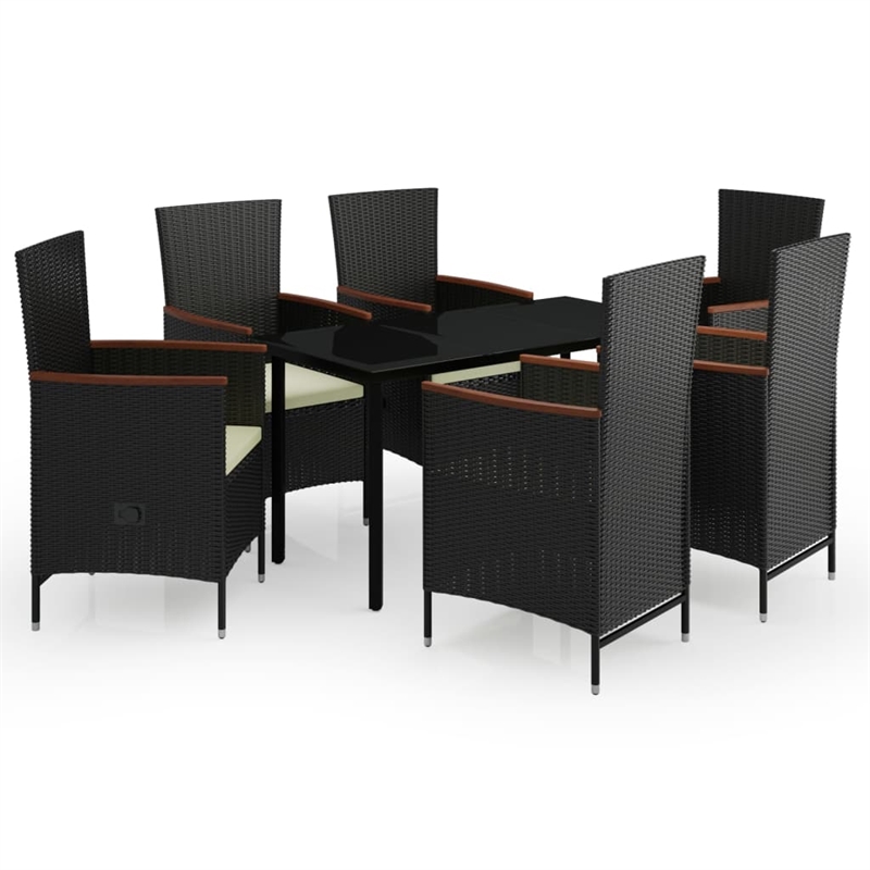Afuera Living Contemporary Synthetic Poly Rattan Garden Dining Set in Black
