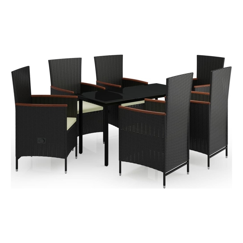 Afuera Living Contemporary Synthetic Poly Rattan Garden Dining Set in Black