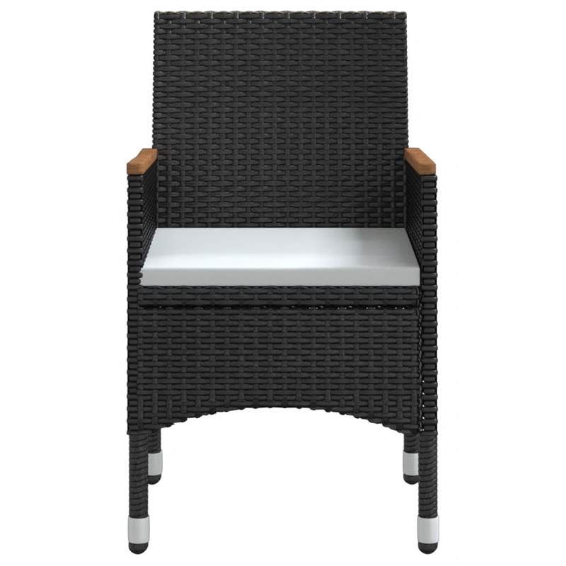 Afuera Living Contemporary Synthetic Poly Rattan Garden Dining Set in Black