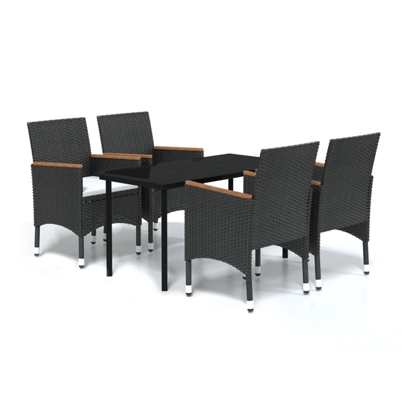 Afuera Living Contemporary Rattan Garden Dining Set in Black