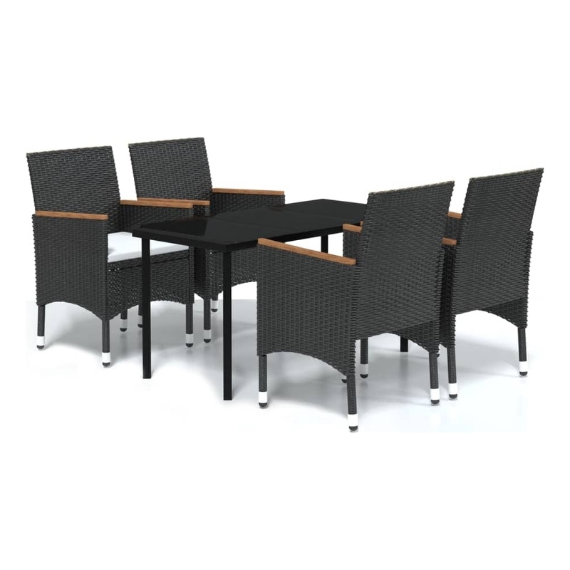 Afuera Living Contemporary Rattan Garden Dining Set in Black