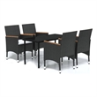 Afuera Living Contemporary Rattan Garden Dining Set in Black
