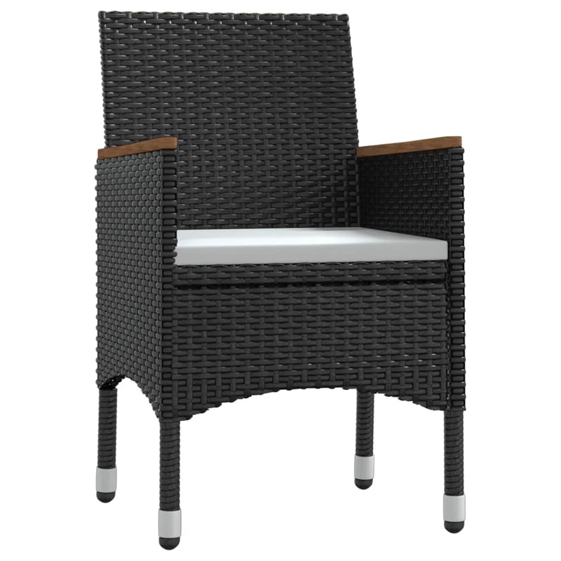Afuera Living Contemporary Synthetic Poly Rattan Garden Dining Set in Black
