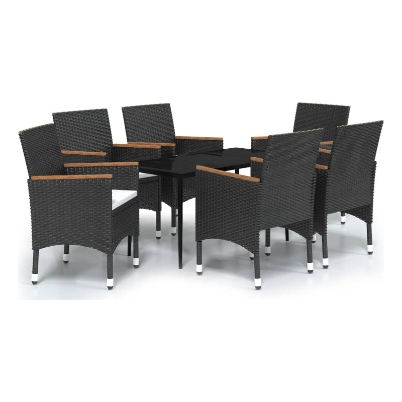 Afuera Living Contemporary Synthetic Poly Rattan Garden Dining Set in Black