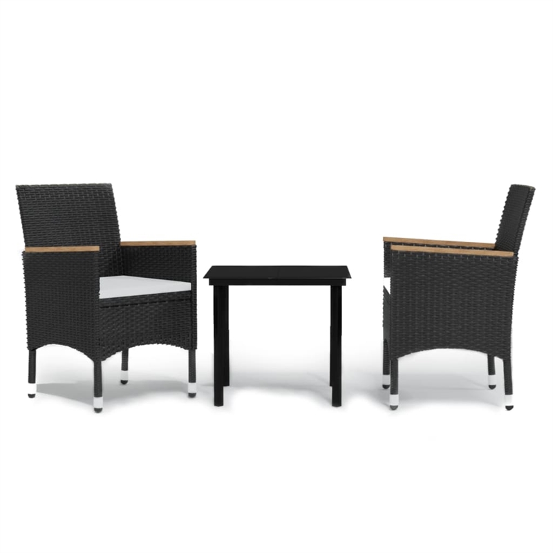 Afuera Living Contemporary Synthetic Poly Rattan Garden Dining Set in Black