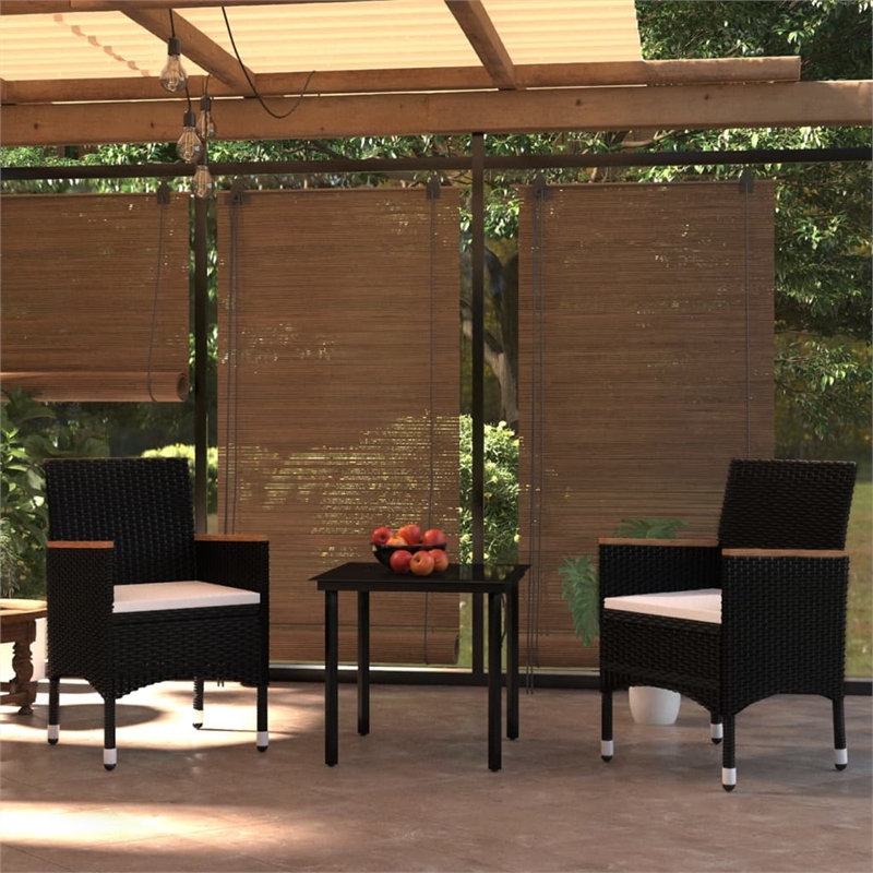 Afuera Living Contemporary Synthetic Poly Rattan Garden Dining Set in Black