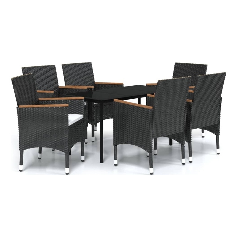 Afuera Living Contemporary Garden Dining Set in Powder-Coated Black