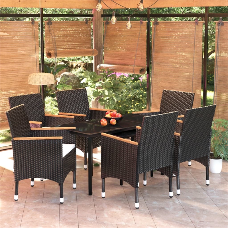 Afuera Living Contemporary Garden Dining Set in Powder-Coated Black
