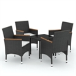 Afuera Living Contemporary Synthetic Poly Rattan Garden Dining Set in Black