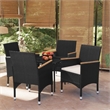 Afuera Living Contemporary Synthetic Poly Rattan Garden Dining Set in Black