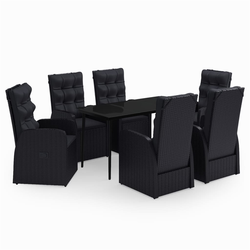 Afuera Living Contemporary Synthetic Poly Rattan Garden Dining Set in Black