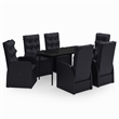 Afuera Living Contemporary Synthetic Poly Rattan Garden Dining Set in Black