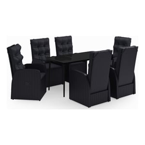 Afuera Living Contemporary Synthetic Poly Rattan Garden Dining Set in Black