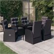 Afuera Living Contemporary Synthetic Poly Rattan Garden Dining Set in Black