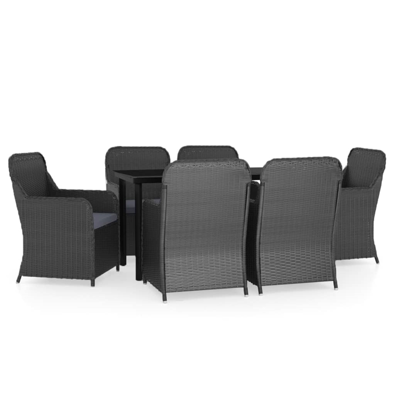 Afuera Living Contemporary Synthetic Poly Rattan Garden Dining Set in Black