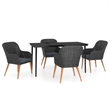 Afuera Living Contemporary Synthetic Poly Rattan Garden Dining Set in Black