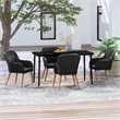 Afuera Living Contemporary Synthetic Poly Rattan Garden Dining Set in Black