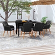 Afuera Living Contemporary Synthetic Poly Rattan Garden Dining Set in Black