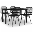 Afuera Living Contemporary Synthetic Poly Rattan Garden Dining Set in Black