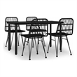 Afuera Living Contemporary Synthetic Poly Rattan Garden Dining Set in Black