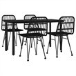 Afuera Living Contemporary Synthetic Poly Rattan Garden Dining Set in Black