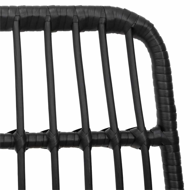 Afuera Living Contemporary Synthetic Poly Rattan Garden Dining Set in Black