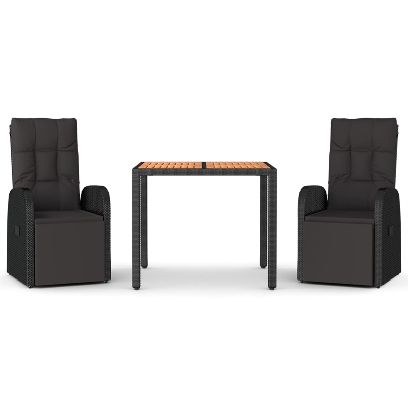 Afuera Living Contemporary Synthetic Poly Rattan Garden Dining Set in Black