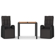 Afuera Living Contemporary Synthetic Poly Rattan Garden Dining Set in Black