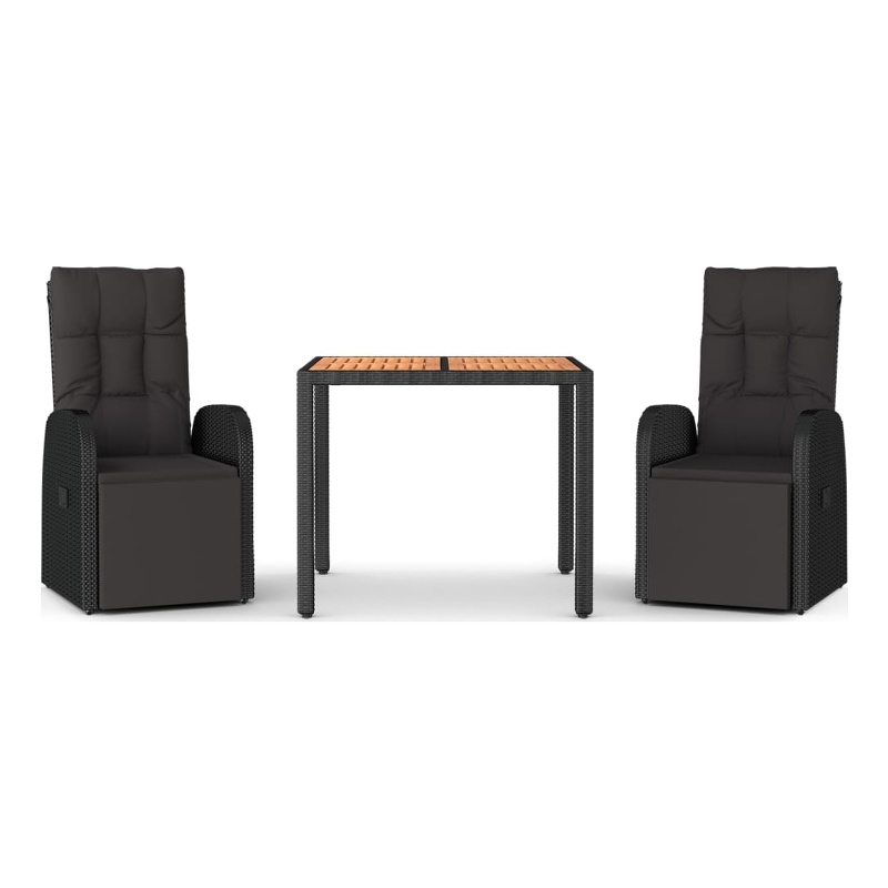 Afuera Living Contemporary Synthetic Poly Rattan Garden Dining Set in Black