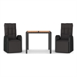 Afuera Living Contemporary Synthetic Poly Rattan Garden Dining Set in Black