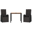 Afuera Living Contemporary Synthetic Poly Rattan Garden Dining Set in Black